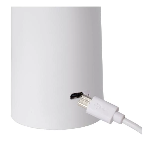 Lucide JIVE - Lámpara de mesa Recargable Dentro/Fuera - Batería/acumulador - Ø 13,7 cm - LED Regul. - CCT - 1x3W 2800K/6500K - IP44 - Blanco - detalle 6